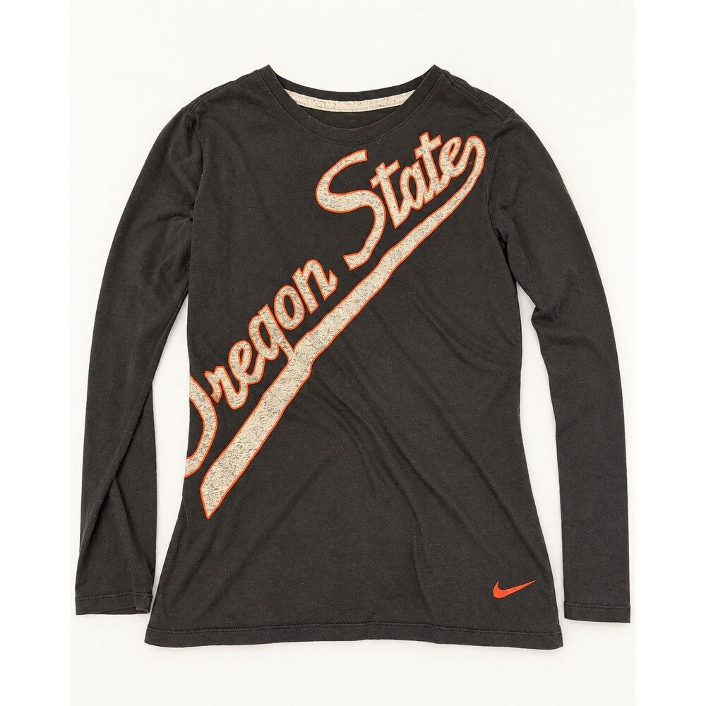 Nike Oregon State Beavers Long Sleeve Shirt L Black Slim Fit Swoosh